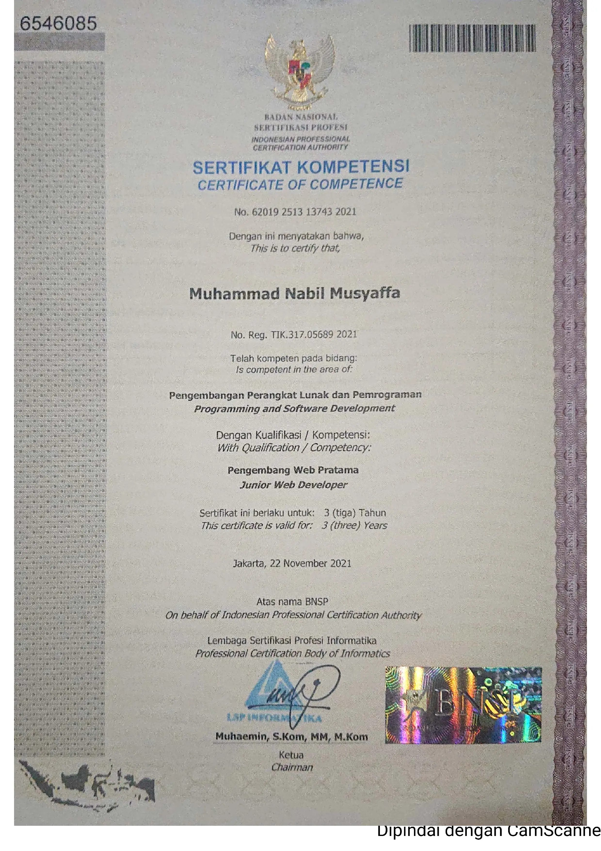 Sertifikat BNSP